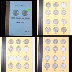Near Complete Walking Liberty Half Dollar Book 1916-1937 32 coins
