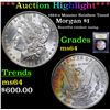 Image 1 : ***Auction Highlight*** 1884-o Monster Rainbow Toned Morgan Dollar $1 Graded Choice Unc By USCG (fc)