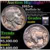 Image 1 : ***Auction Highlight*** 1915-s Buffalo Nickel 5c Graded GEM+ Unc By USCG (fc)
