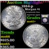 Image 1 : ***Auction Highlight*** 1884-p Morgan Dollar $1 Graded GEM+ Unc By USCG (fc)