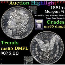 ***Auction Highlight*** 1881-s Morgan Dollar $1 Graded GEM Unc DMPL By USCG (fc)