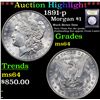 Image 1 : ***Auction Highlight*** 1891-p Morgan Dollar $1 Graded Choice Unc By USCG (fc)