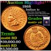 Image 1 : ***Auction Highlight*** 1868 Indian Cent 1c Graded Gem+ Unc RD By USCG (fc)