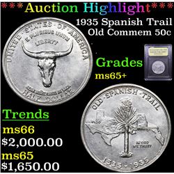***Auction Highlight*** 1935 Spanish Trail Old Commem Half Dollar 50c Graded GEM+ Unc By USCG (fc)