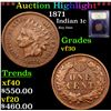 Image 1 : ***Auction Highlight*** 1871 Indian Cent 1c Graded vf++ By USCG (fc)