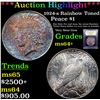 Image 1 : ***Auction Highlight*** 1924-s Rainbow Toned Peace Dollar $1 Graded Choice+ Unc By USCG (fc)