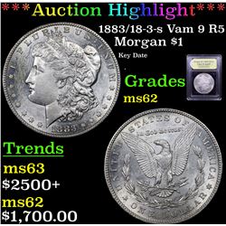 ***Auction Highlight*** 1883/18-3-s Vam 9 R5 Morgan Dollar $1 Graded Select Unc By USCG (fc)