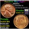Image 1 : ***Auction Highlight*** 1924-s Lincoln Cent 1c Graded Select+ Unc BN By USCG (fc)