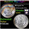 Image 1 : ***Auction Highlight*** 1885-o Monster Rainbow Toned Vam 24 Morgan Dollar $1 Graded Choice Unc By US