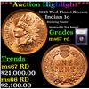 Image 1 : *Highlight Of Entire Auction* 1908 Tied Finest Known Indian Cent 1c Graded GEM++ Unc RD By USCG (fc)