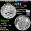Image 1 : ***Auction Highlight*** 1920-d Mercury Dime 10c Graded GEM+ Unc By USCG (fc)