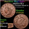 Image 1 : ***Auction Highlight*** 1823/2 N-1 Coronet Head Large Cent 1c Graded vf details By USCG (fc)
