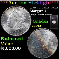 ***Auction Highlight*** 1884-cc GSA Monster Rainbow Toned  Morgan Dollar $1 Grades Select Unc (fc)