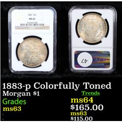NGC 1883-p Colorfully Toned Morgan Dollar $1 Graded ms63 By NGC