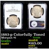 Image 1 : NGC 1883-p Colorfully Toned Morgan Dollar $1 Graded ms63 By NGC