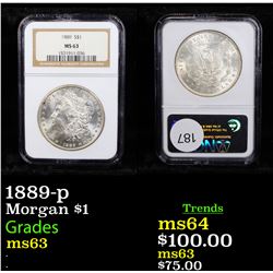 NGC 1889-p Morgan Dollar $1 Graded ms63 By NGC