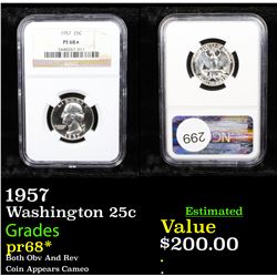 Proof NGC 1957 Washington Quarter 25c Graded pr68* By NGC