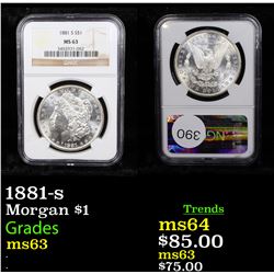 NGC 1881-s Morgan Dollar $1 Graded ms63 By NGC
