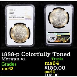 NGC 1888-p Colorfully Toned Morgan Dollar $1 Graded ms63 By NGC