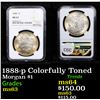 Image 1 : NGC 1888-p Colorfully Toned Morgan Dollar $1 Graded ms63 By NGC