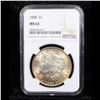 Image 2 : NGC 1888-p Colorfully Toned Morgan Dollar $1 Graded ms63 By NGC
