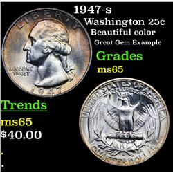 1947-s Washington Quarter 25c Grades GEM Unc