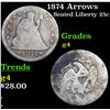 Image 1 : 1874 Arrows Seated Liberty Quarter 25c Grades g, good