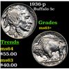 Image 1 : 1936-p Buffalo Nickel 5c Grades Select+ Unc