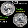 Image 1 : 1936-p Washington Quarter 25c Grades Unc Details