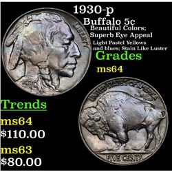 1930-p Buffalo Nickel 5c Grades Choice Unc