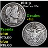 Image 1 : 1911-p Barber Quarter 25c Grades vf+
