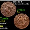 Image 1 : 1831 N-3 Coronet Head Large Cent 1c Grades f+