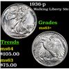 Image 1 : 1936-p Walking Liberty Half Dollar 50c Grades Select+ Unc