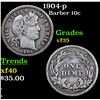 Image 1 : 1904-p Barber Dime 10c Grades vf++