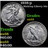 Image 1 : 1938-p Walking Liberty Half Dollar 50c Grades Select AU