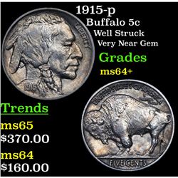 1915-p Buffalo Nickel 5c Grades Choice+ Unc