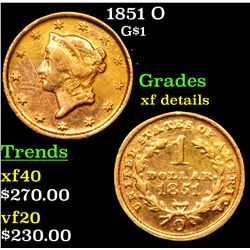 1851 O Gold Dollar $1 Grades xf details