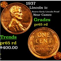 Proof 1937 Lincoln Cent 1c Grades Gem Proof Red