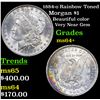 Image 1 : 1884-o Rainbow Toned Morgan Dollar $1 Grades Choice+ Unc