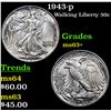 Image 1 : 1943-p Walking Liberty Half Dollar 50c Grades Select+ Unc