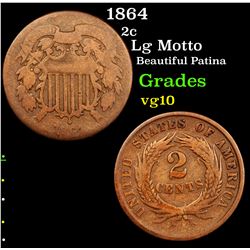 1864 Two Cent Piece 2c Grades vg+