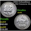 Image 1 : 1892 Columbian Old Commem Half Dollar 50c Grades BU+