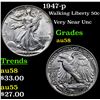 Image 1 : 1947-p Walking Liberty Half Dollar 50c Grades Choice AU/BU Slider