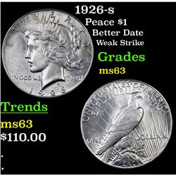 1926-s Peace Dollar $1 Grades Select Unc