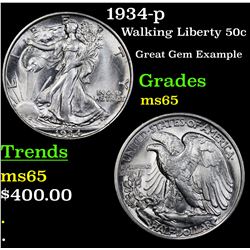 1934-p Walking Liberty Half Dollar 50c Grades GEM Unc