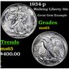 Image 1 : 1934-p Walking Liberty Half Dollar 50c Grades GEM Unc