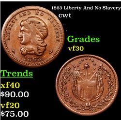 1863 Liberty And No Slavery Civil War Token 1c Grades vf++