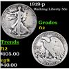 Image 1 : 1919-p Walking Liberty Half Dollar 50c Grades f, fine