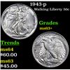 Image 1 : 1943-p Walking Liberty Half Dollar 50c Grades Select+ Unc