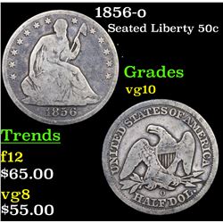 1856-o Seated Half Dollar 50c Grades vg+